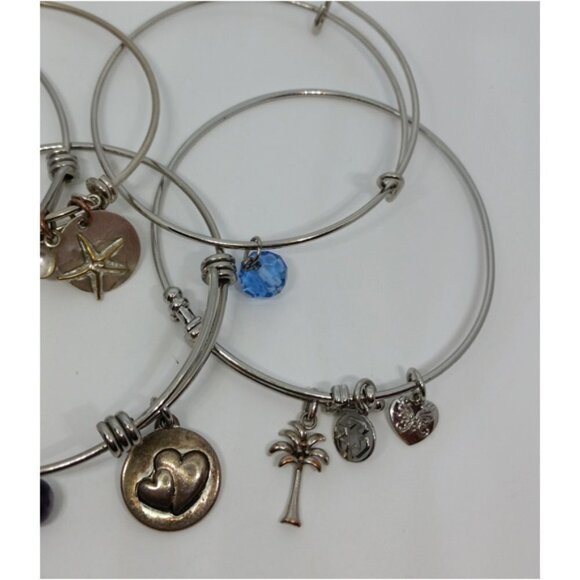 𝅺Bundle lot 5 various charm bangle bracelets stackable layering - Picture 3 of 3